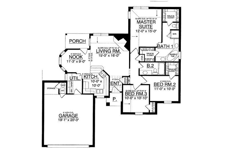 Home Plan - Floor Plan - Main Floor for Traditional House Plan #40-467 - 3 bed, 2 bath