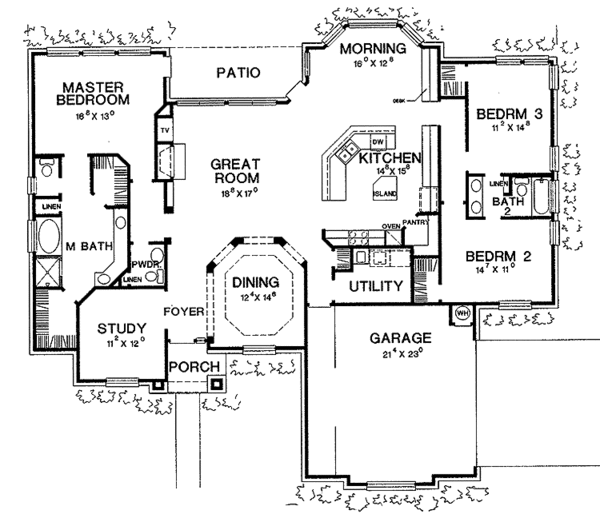 House Plan Design - Ranch Floor Plan - Main Floor Plan #472-161