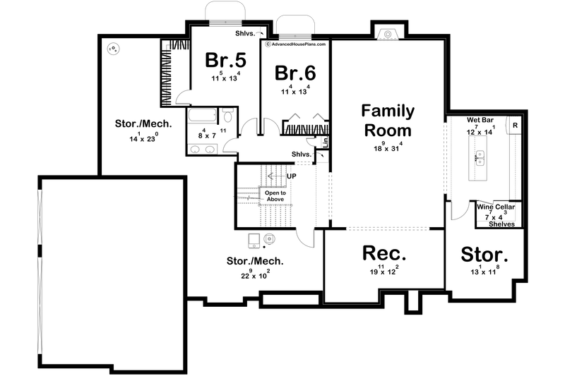 Dream House Plan - Floor Plan - Lower Floor for Cottage House Plan #455-802 - 4 bed, 3.5 bath