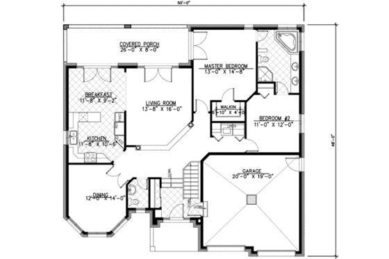 Floor Plan - Main Floor for European House Plan #138-102 - 2 bed, 1.5 bath