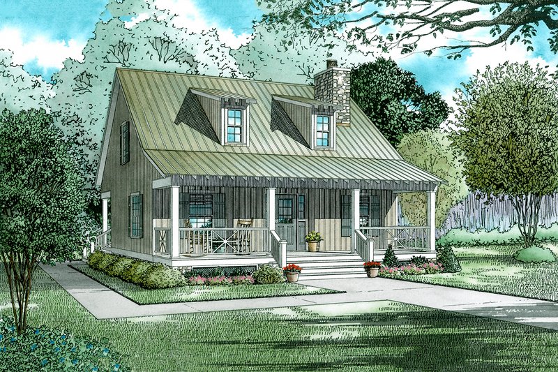 Farmhouse Style House Plan - 2 Beds 2 Baths 1400 Sq/Ft Plan #17-2019