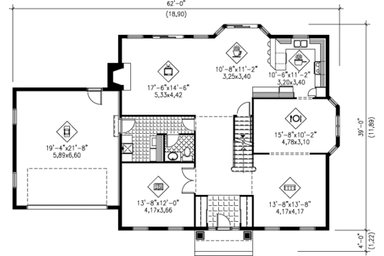 Floor Plan - Main Floor for Colonial House Plan #25-275 - 4 bed, 2.5 bath