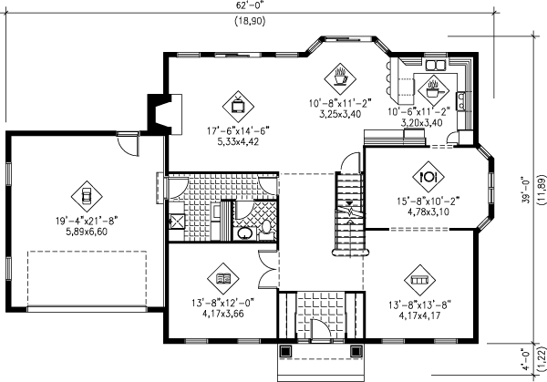 Colonial Floor Plan - Main Floor Plan #25-275