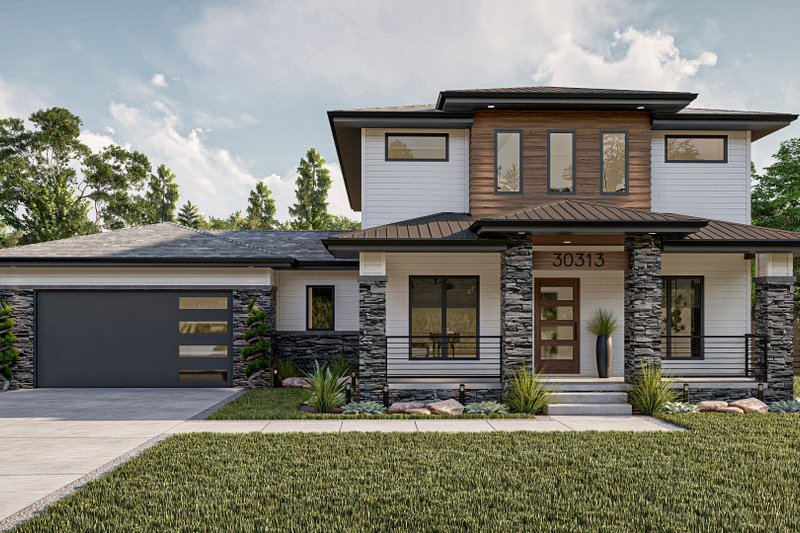 Architectural House Design - Modern Exterior - Front Elevation Plan #455-585