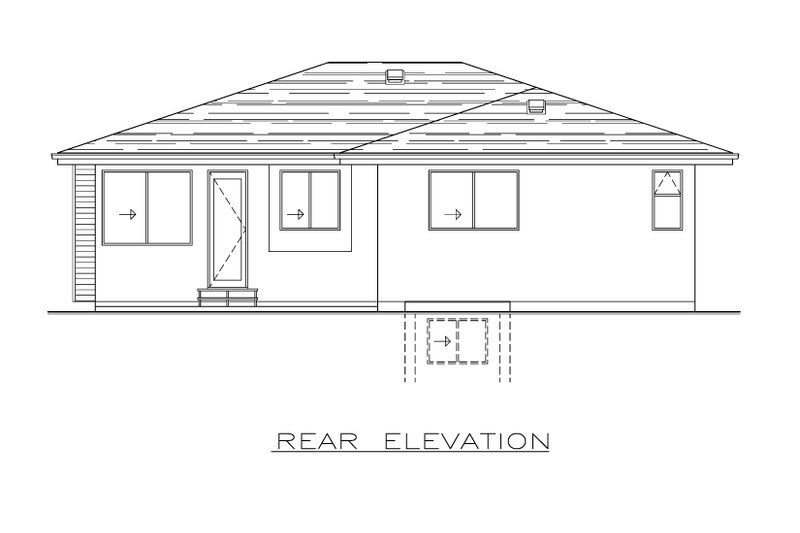 Architectural House Design - Exterior - Rear Elevation for Contemporary House Plan #1100-37 - 4 bed, 2 bath
