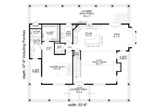 Floor Plan - Main Floor for Country House Plan #932-349 - 3 bed, 3.5 bath