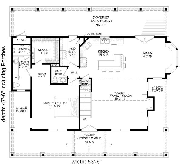 Country Floor Plan - Main Floor Plan #932-349