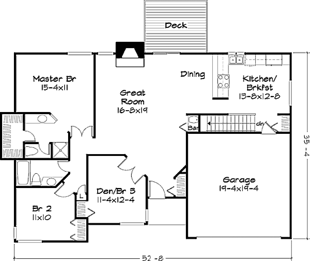 Ranch Style House Plan - 2 Beds 2 Baths 1400 Sq/Ft Plan #320-328