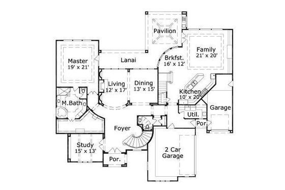 Floor Plan - Main Floor for European House Plan #411-486 - 4 bed, 3.5 bath