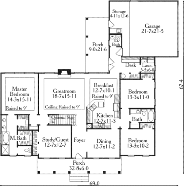 Home Plan - Southern Floor Plan - Main Floor Plan #406-225