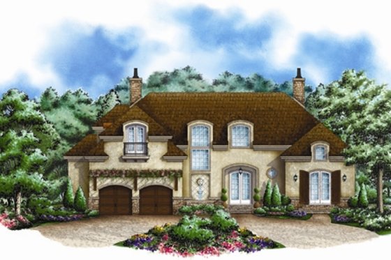 Exterior - Front Elevation for European House Plan #27-449 - 4 bed, 4.5 bath