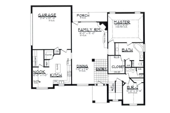 Floor Plan - Main Floor for Traditional House Plan #62-112 - 4 bed, 3 bath