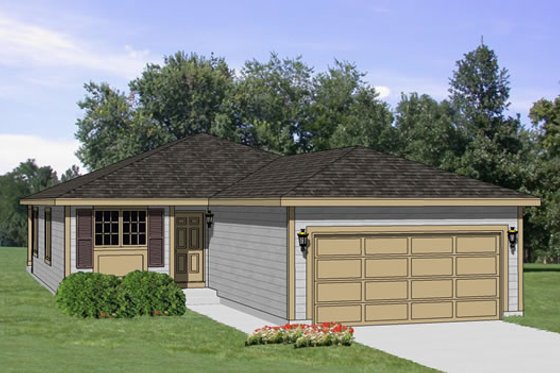 Exterior - Front Elevation for Ranch House Plan #116-205 - 3 bed, 2 bath