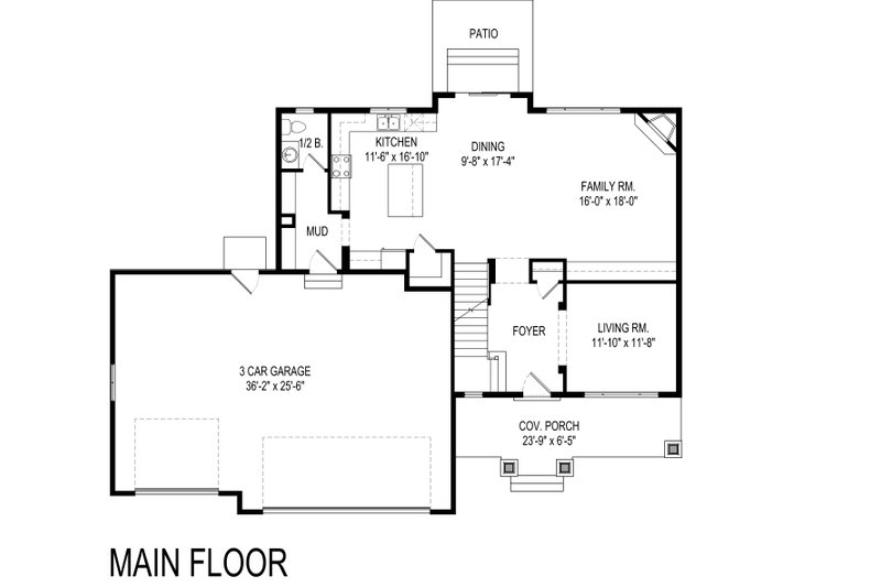 Architectural House Design - Floor Plan - Main Floor for Traditional House Plan #920-114 - 4 bed, 2.5 bath
