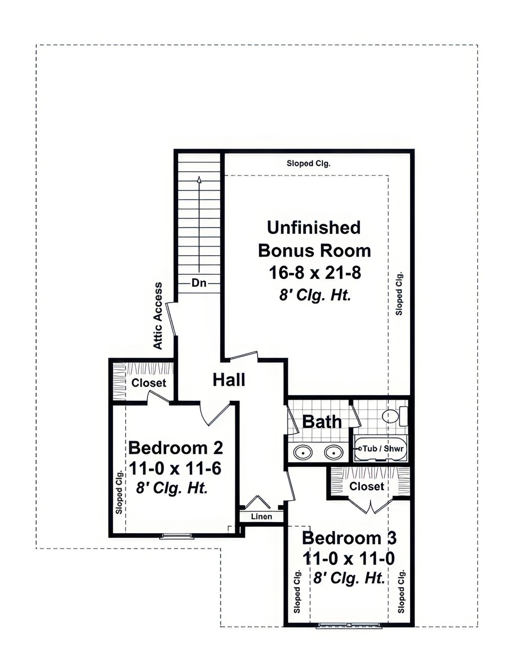 Floor Plan - Upper Floor for Cottage House Plan #21-652 - 3 bed, 2.5 bath