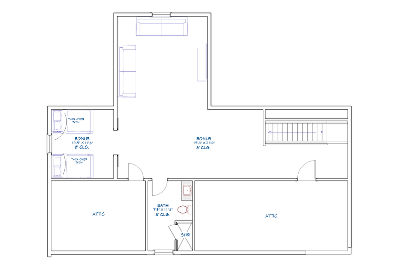House Blueprint - Floor Plan - Upper Floor for Farmhouse House Plan #1109-26 - 3 bed, 3.5 bath