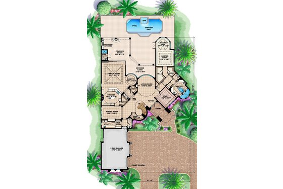 Floor Plan - Main Floor for Mediterranean House Plan #27-390 - 5 bed, 5.5 bath