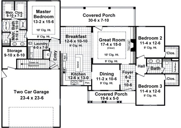 House Blueprint - Craftsman Floor Plan - Main Floor Plan #21-640