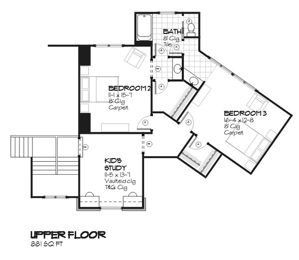 Country Floor Plan - Upper Floor Plan #901-104