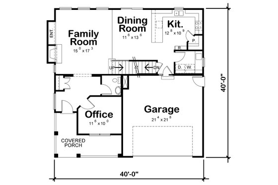 Floor Plan - Main Floor for Bungalow House Plan #20-1846 - 4 bed, 3 bath