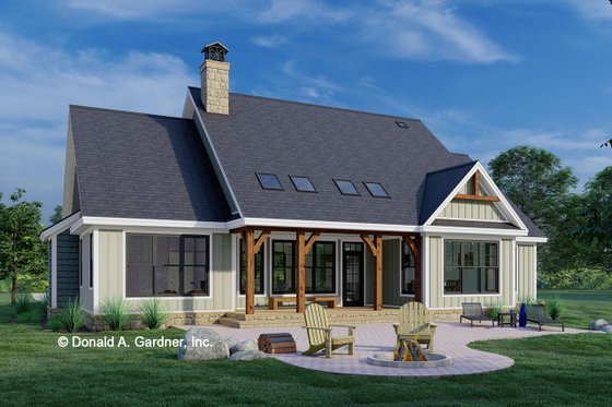 Exterior - Rear Elevation for Craftsman House Plan #929-1141 - 4 bed, 3 bath