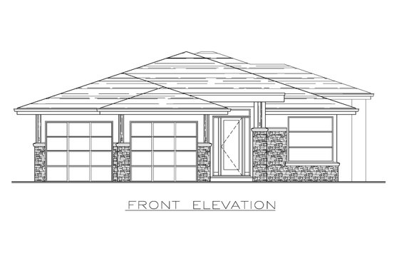 Exterior - Front Elevation 3 for Prairie House Plan #1100-11 - 2 bed, 2 bath
