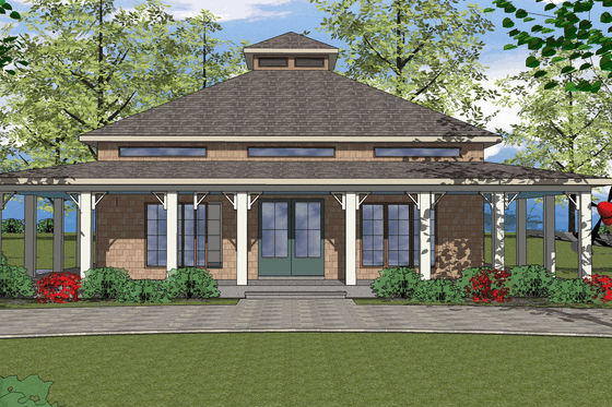 Exterior - Front Elevation for Southern House Plan #8-295 - 3 bed, 2 bath