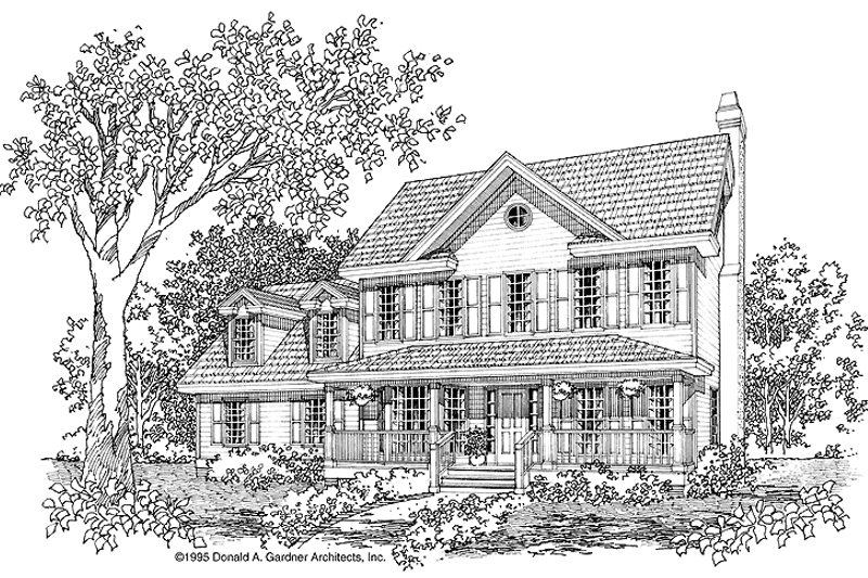 House Blueprint - Exterior - Front Elevation 3 for Farmhouse House Plan #929-241 - 3 bed, 2.5 bath