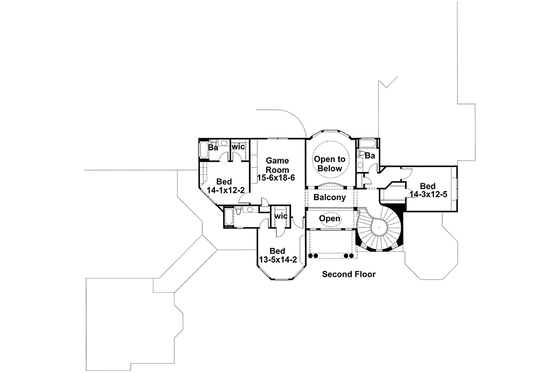Floor Plan - Upper Floor for Mediterranean House Plan #120-211 - 6 bed, 6.5 bath