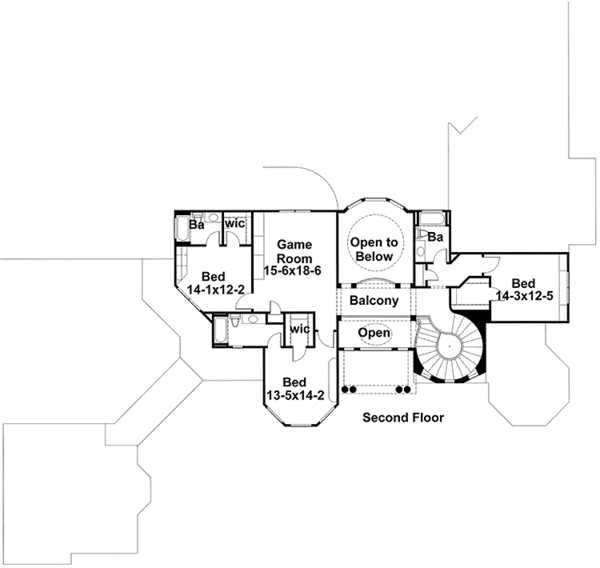 House Plan Design - Mediterranean Floor Plan - Upper Floor Plan #120-211