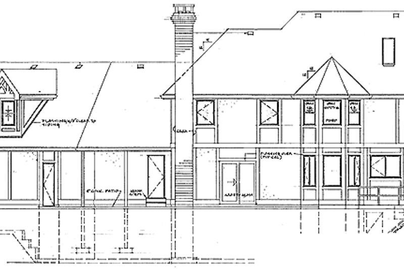 House Blueprint - Exterior - Rear Elevation for European House Plan #47-752 - 4 bed, 3 bath
