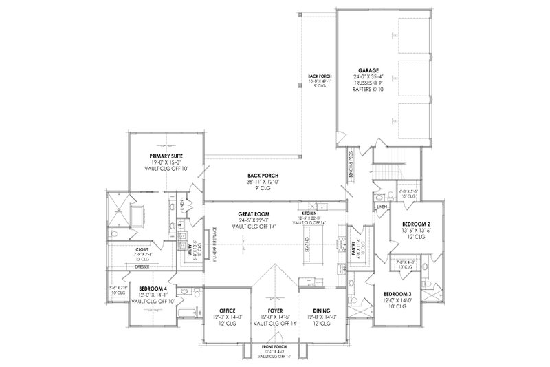 House Design - Floor Plan - Main Floor for Modern House Plan #1096-36 - 4 bed, 4.5 bath