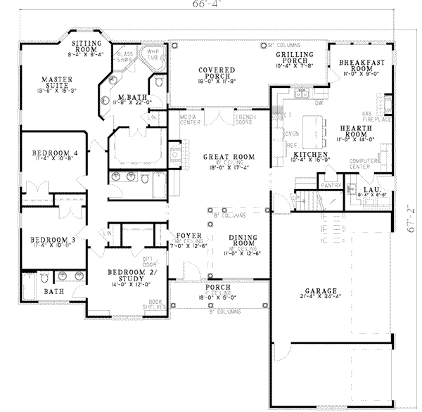 House Design - Traditional Floor Plan - Main Floor Plan #17-637