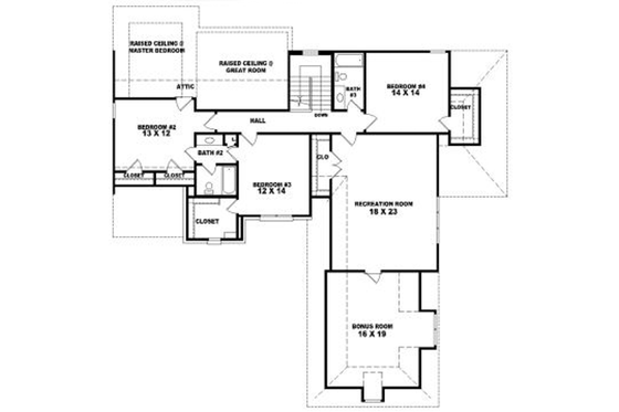 Floor Plan - Upper Floor for European House Plan #81-1039 - 4 bed, 3.5 bath