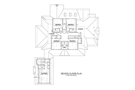 Floor Plan - Upper Floor for Country House Plan #1054-95 - 5 bed, 5.5 bath