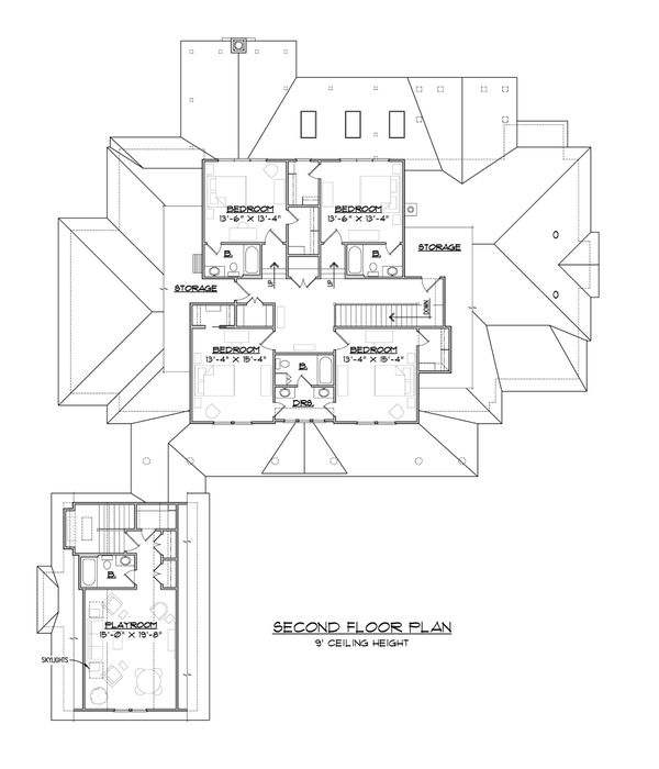 Architectural House Design - Country Floor Plan - Upper Floor Plan #1054-95