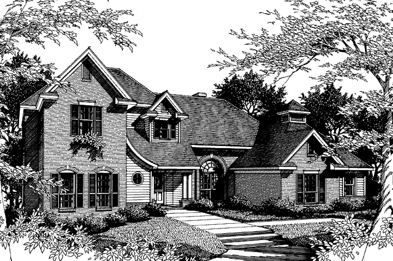 House Blueprint - Exterior - Front Elevation 3 for European House Plan #952-100 - 4 bed, 3 bath