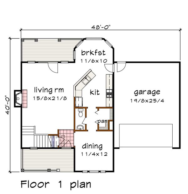 Country Floor Plan - Main Floor Plan #79-258