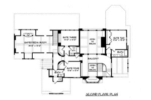 Floor Plan - Upper Floor for Tudor House Plan #413-124 - 4 bed, 4 bath