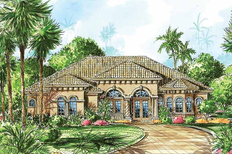 Home Plan - Exterior - Front Elevation 3 for Mediterranean House Plan #1017-21 - 2 bed, 3 bath