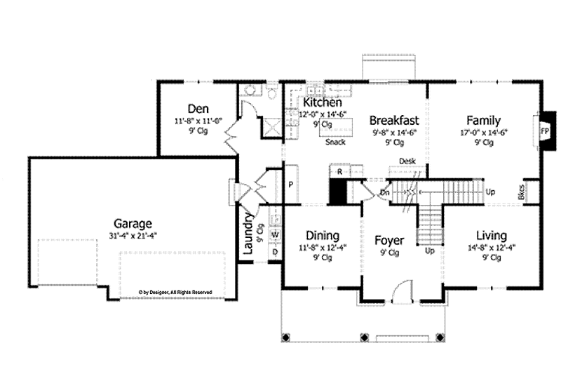 Dream House Plan - Floor Plan - Main Floor for Colonial House Plan #51-1014 - 4 bed, 4 bath