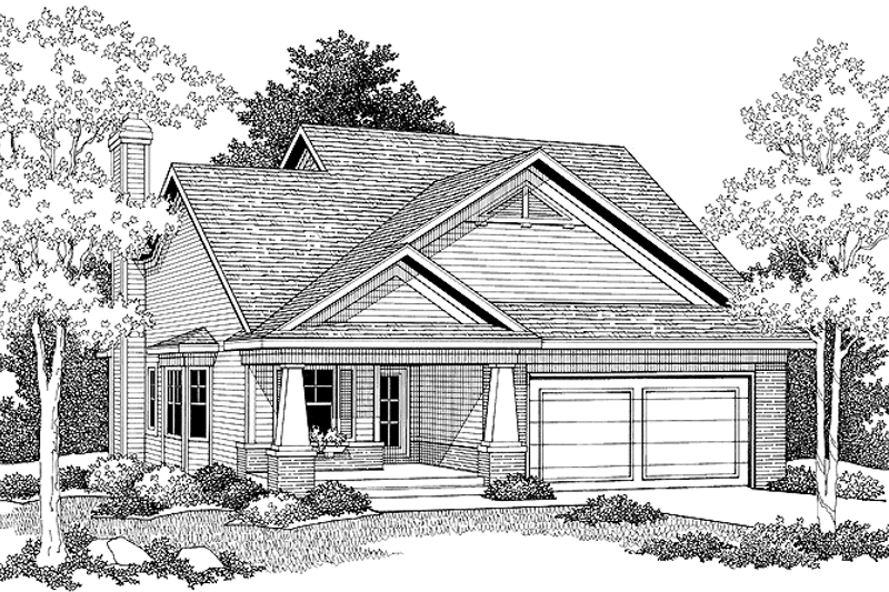 Home Plan - Exterior - Front Elevation 3 for Craftsman House Plan #70-1380 - 2 bed, 2 bath