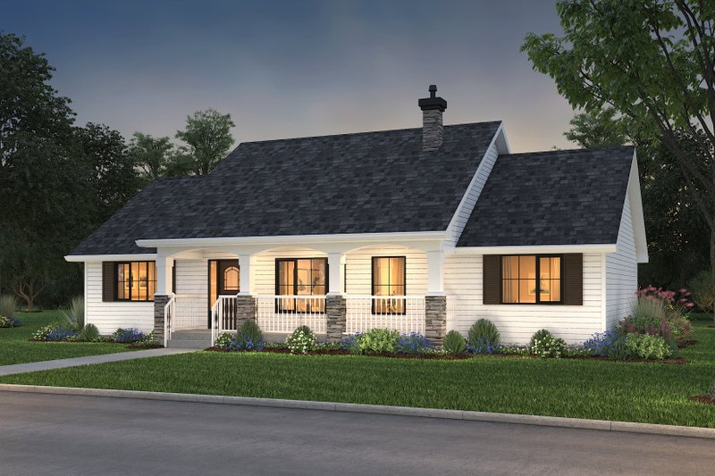 Country Style House Plan - 3 Beds 2 Baths 1412 Sq/Ft Plan #18-1036