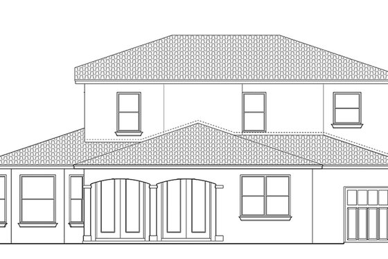 Exterior - Rear Elevation for Mediterranean House Plan #1058-131 - 4 bed, 3 bath