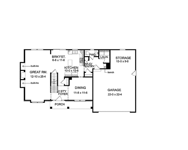 House Design - Colonial Floor Plan - Main Floor Plan #1010-8