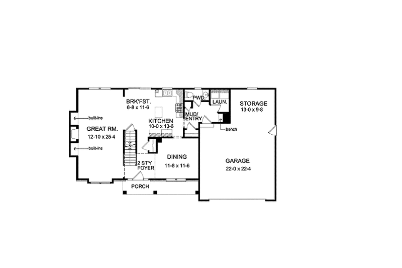 Dream House Plan - Floor Plan - Main Floor for Colonial House Plan #1010-8 - 3 bed, 2.5 bath