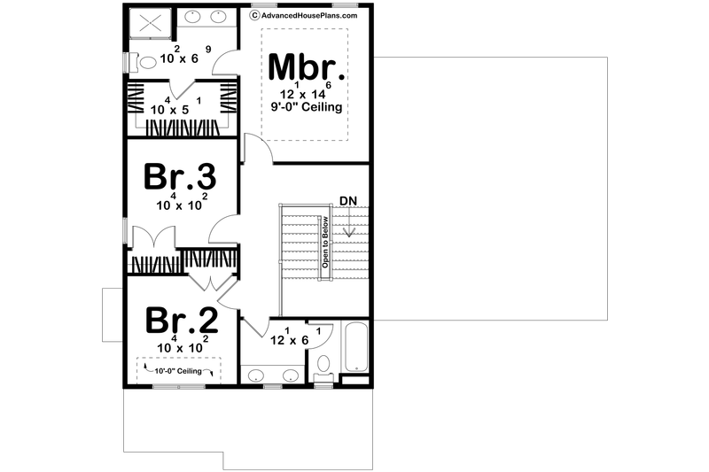 House Blueprint - Floor Plan - Upper Floor for Traditional House Plan #455-786 - 3 bed, 2.5 bath