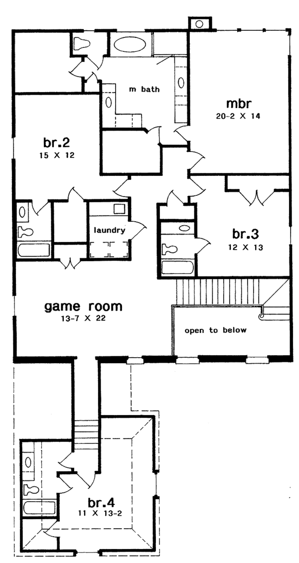 House Plan Design - Country Floor Plan - Upper Floor Plan #301-128