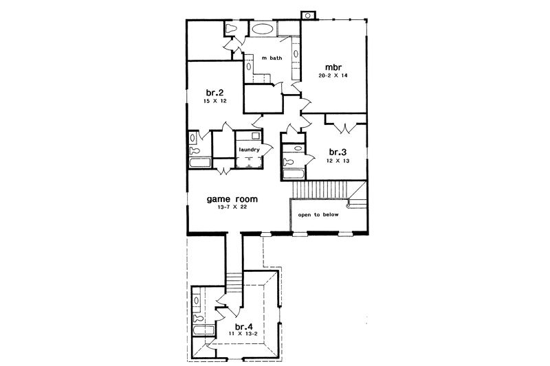 Architectural House Design - Floor Plan - Upper Floor for Country House Plan #301-128 - 4 bed, 4.5 bath