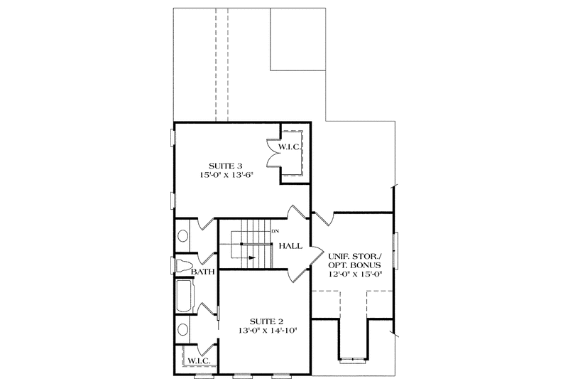 Home Plan - Floor Plan - Upper Floor for Colonial House Plan #453-339 - 3 bed, 2.5 bath